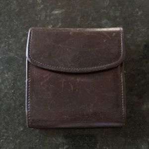 Vintage coach brown leather tri fold wallet